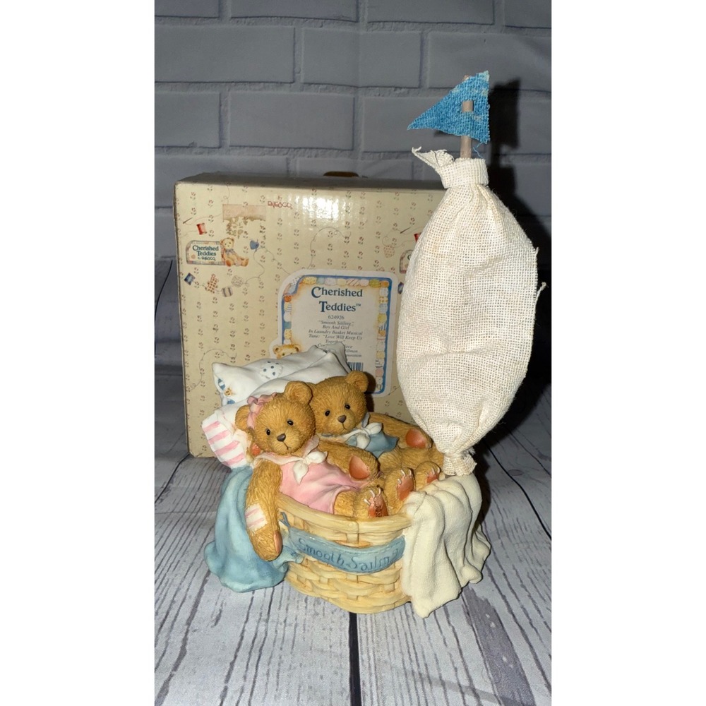 Cherished Teddies Smooth Sailing Musical Figurine 624926 Enesco 1993 with Box